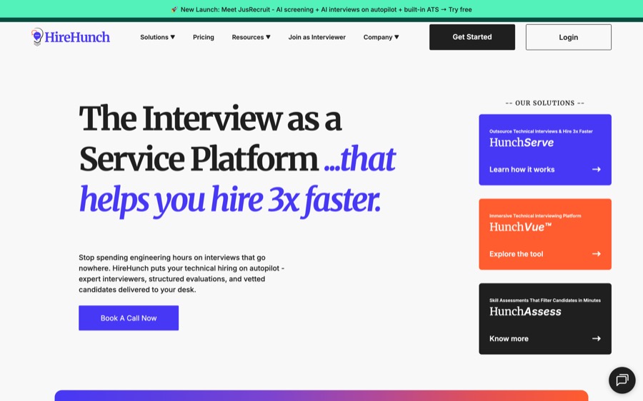 HireHunch AI resume screening platform homepage