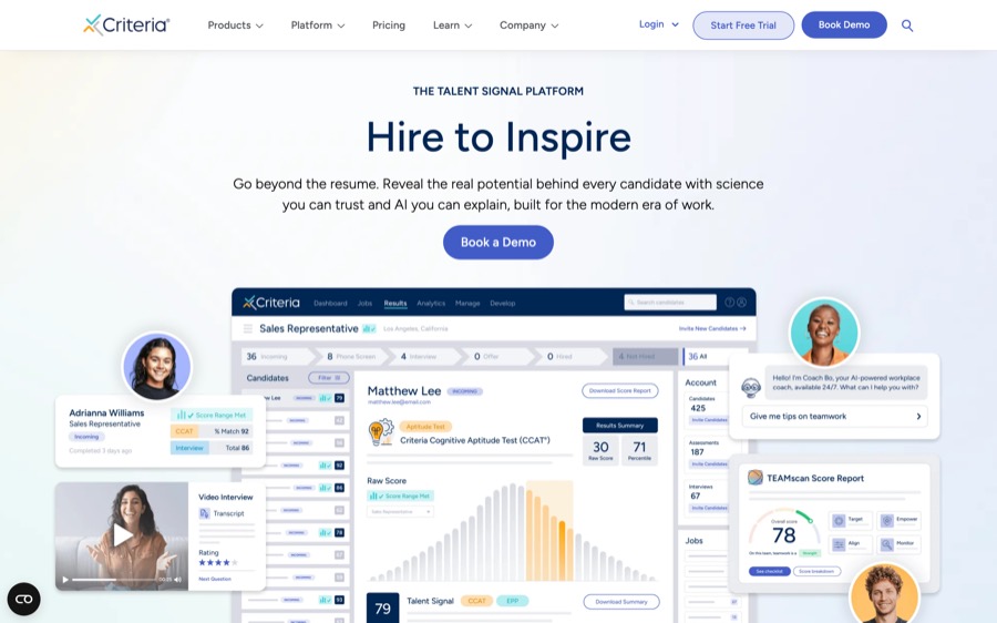 Criteria Corp pre-employment assessment homepage